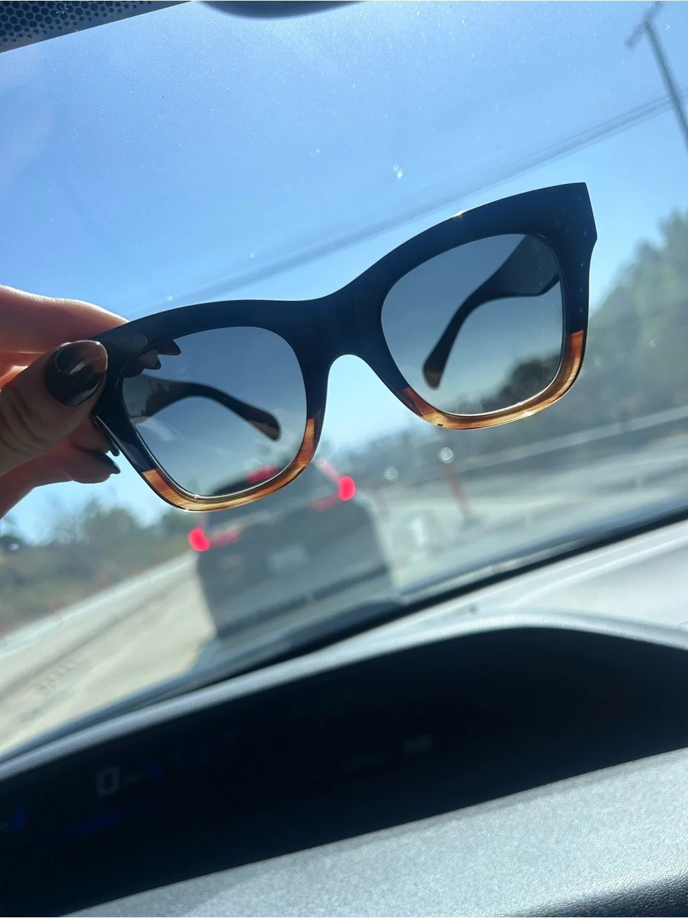 Celine Black and Tortoiseshell Square Sunglasses polarized